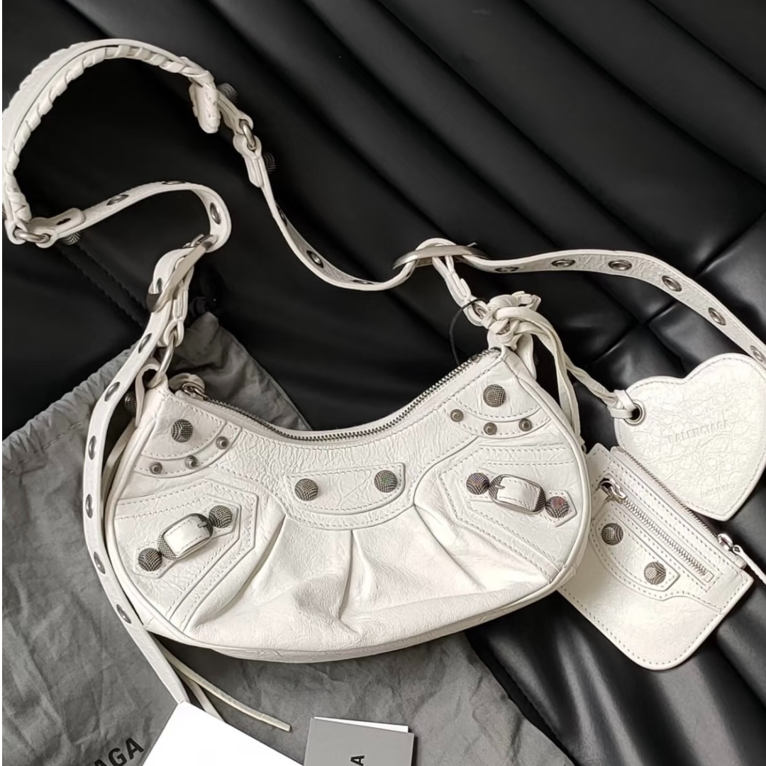 95新 Balenciaga/巴黎世家 专场/白色全皮Le Cagole机车包