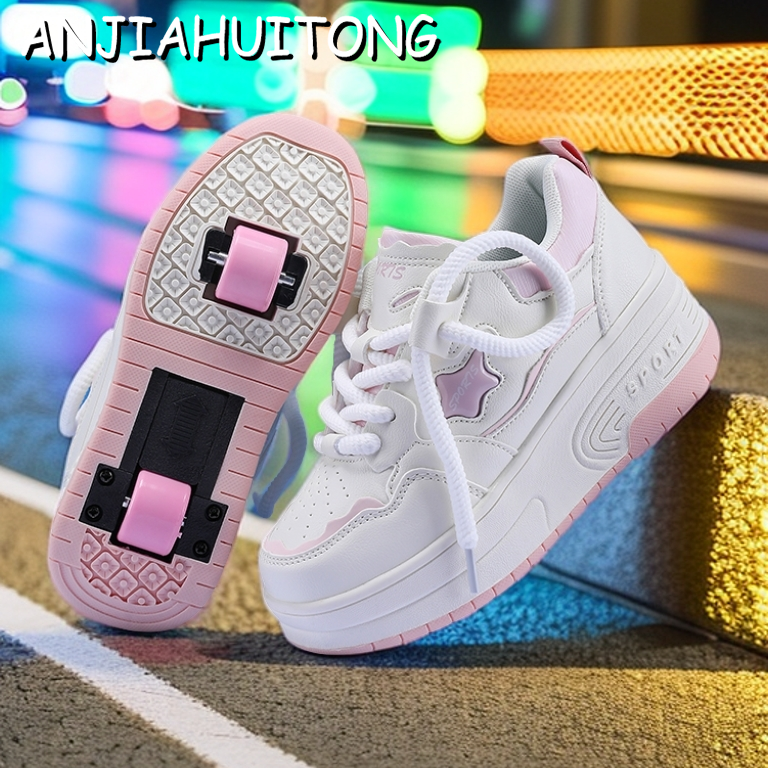 轮滑鞋子小女孩暴走鞋女童6-12岁溜冰鞋女孩6-12岁初学网面款