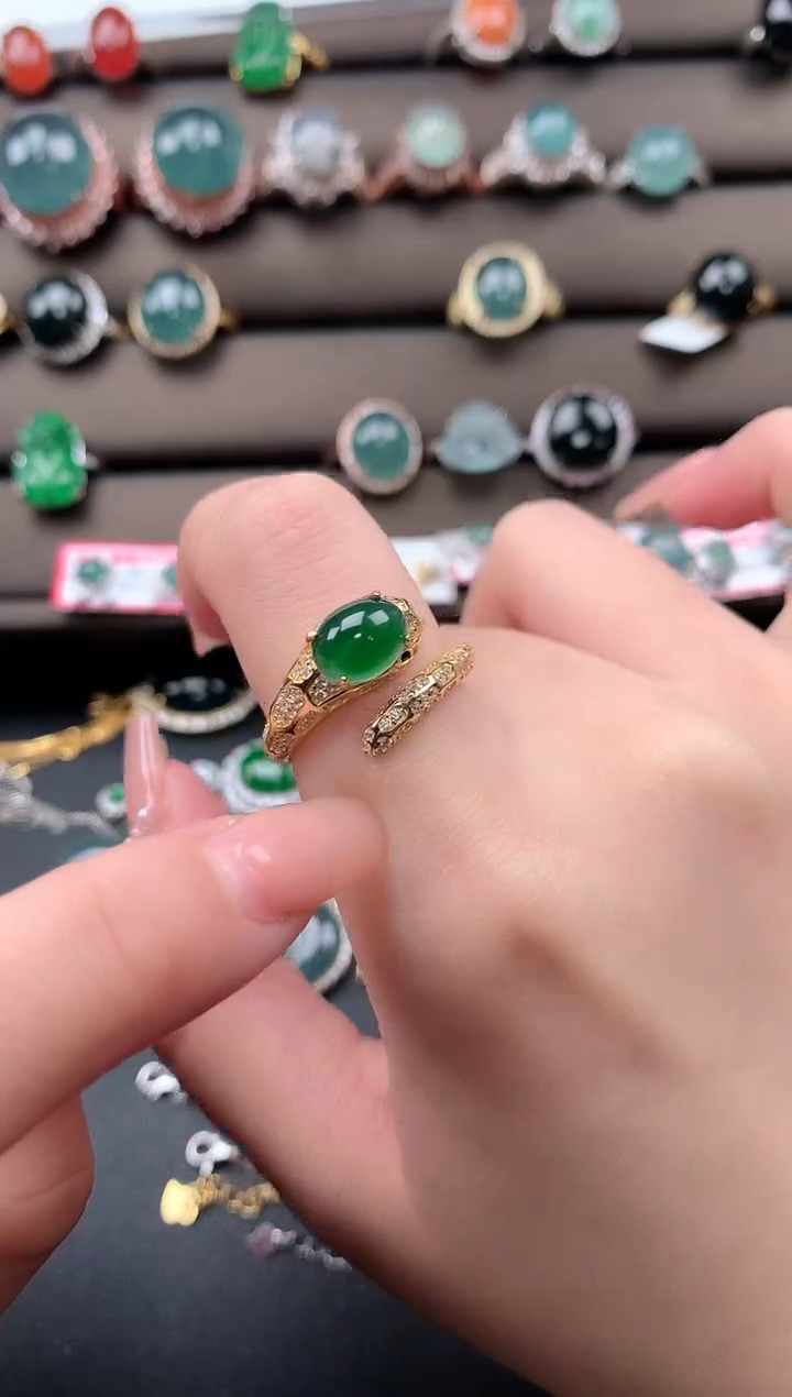【闪购商品】翡翠戒指银S925镶嵌52141