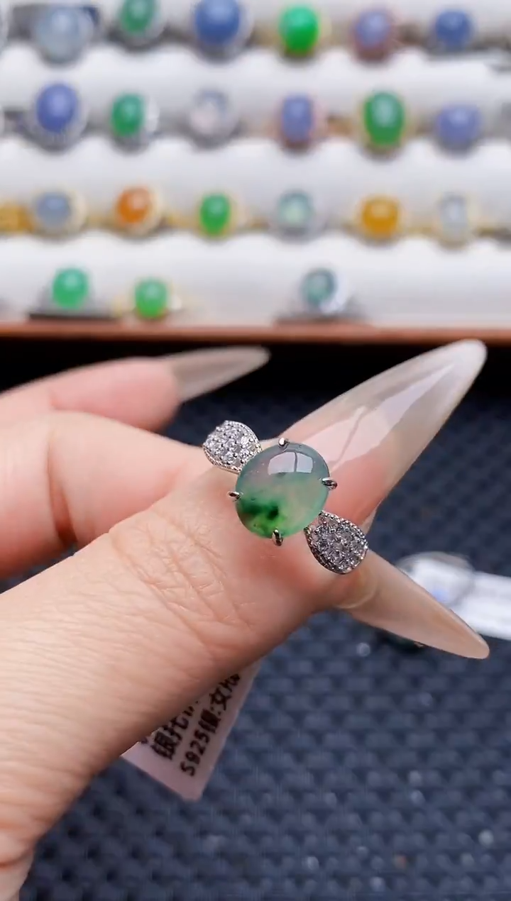 银S925镶嵌戒指翡翠5816