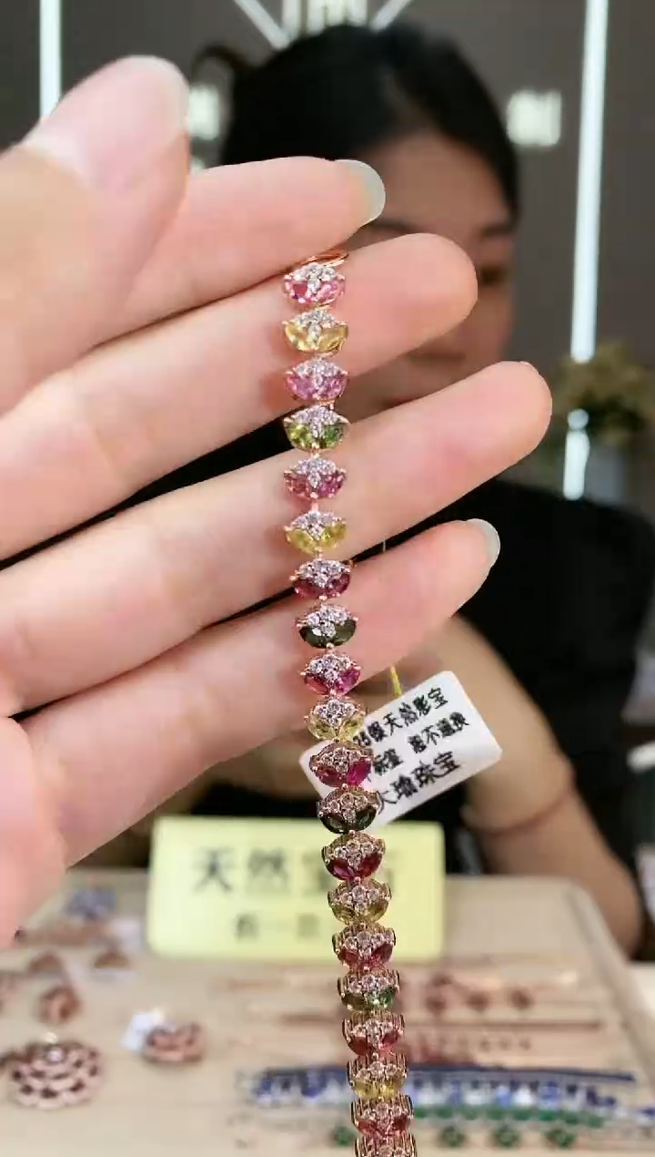 【闪购商品】碧玺手链银S925镶嵌手链