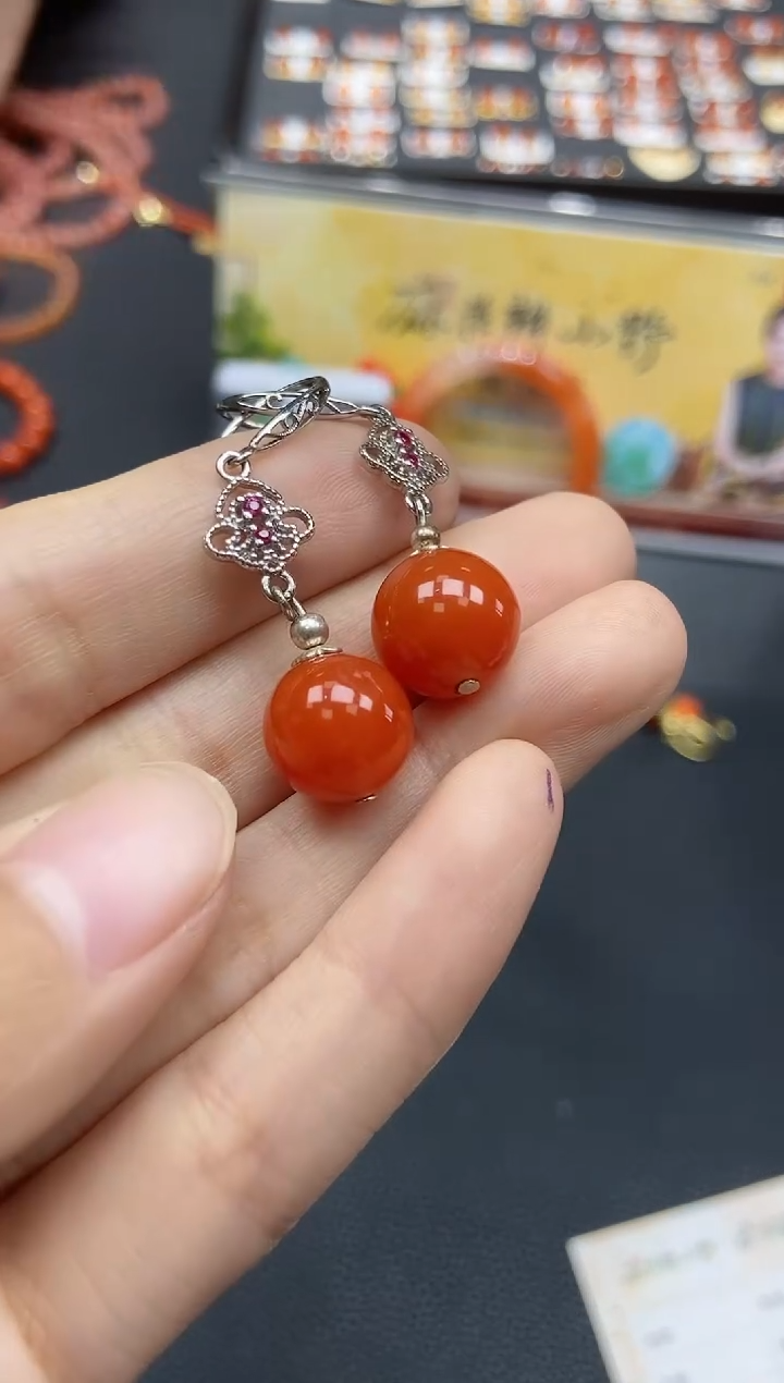 【闪购商品】南红玛瑙耳饰未镶嵌天然南红278