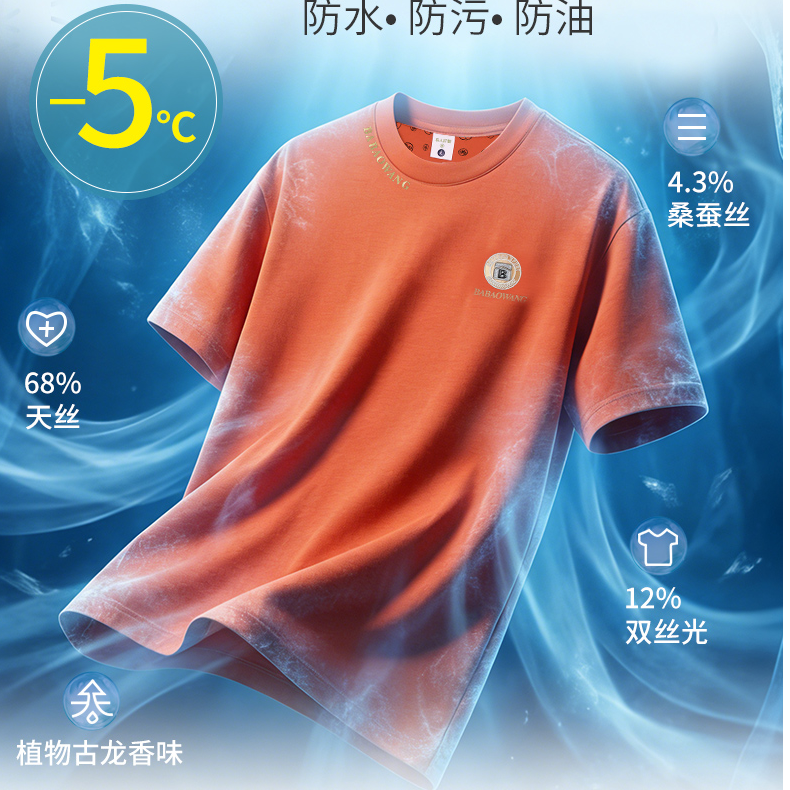 新款210克三丝降温三防古龙香情侣短袖26888