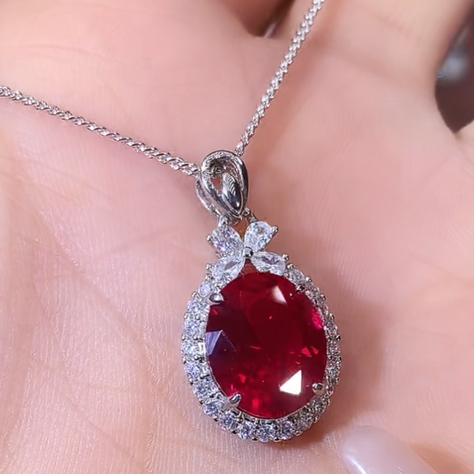 高奢定制-鸽 血红色 吊坠白1012