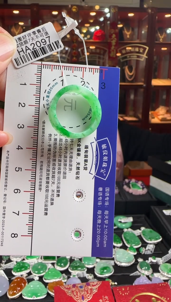 【闪购商品】翡翠颈饰未镶嵌HA2097冰绿戒圈18