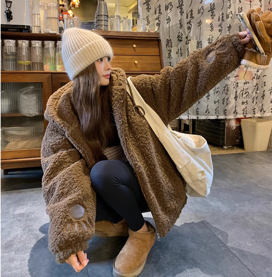 女街头秋冬厚款休闲风短外套棉衣韩版保暖美拉德