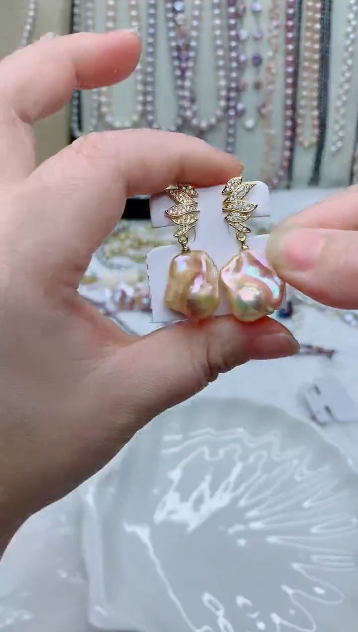 未镶嵌耳饰淡水珍珠多样性发其一【非无瑕】