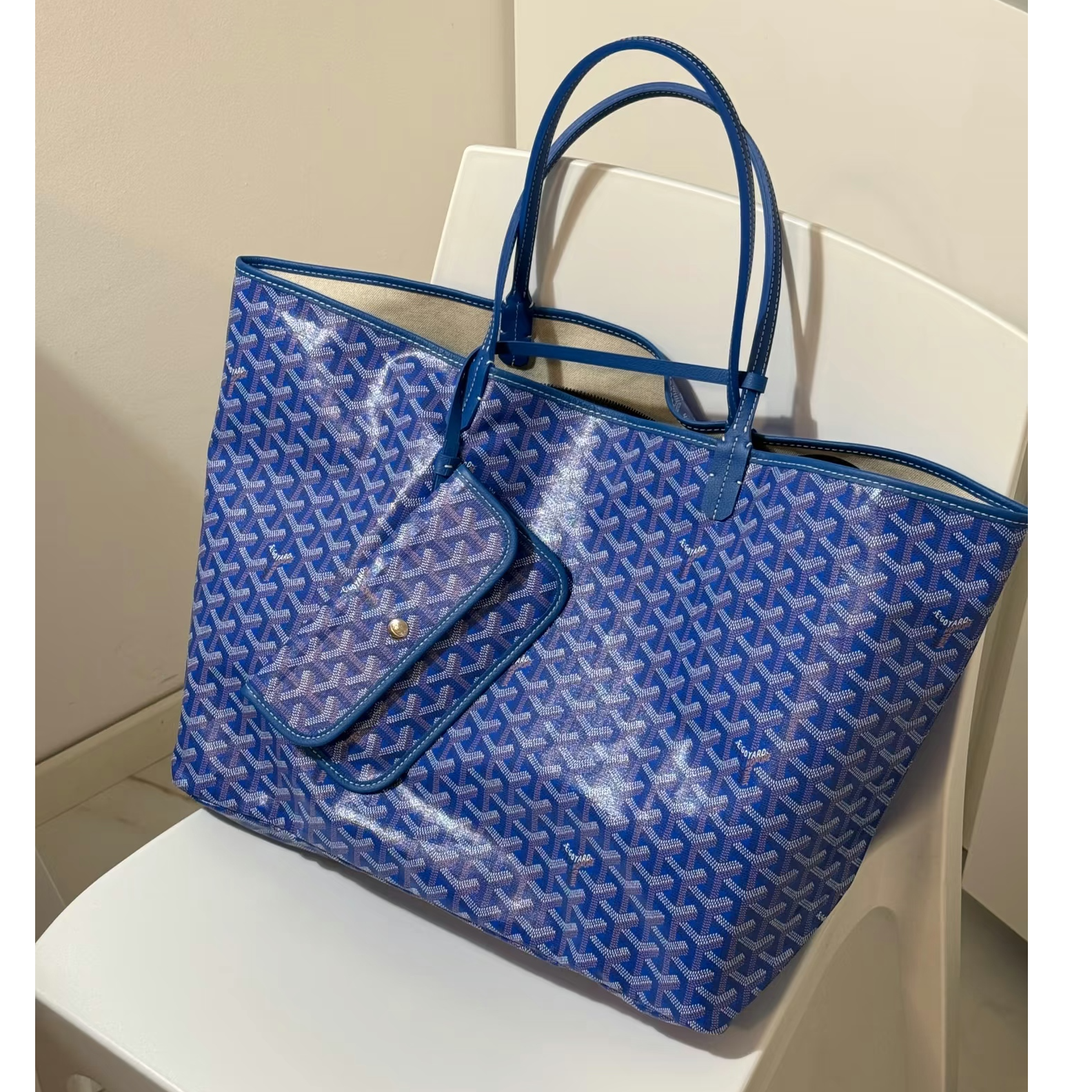 99新 Goyard 【文子姐专属】/Z211/蓝色大号老花托特包