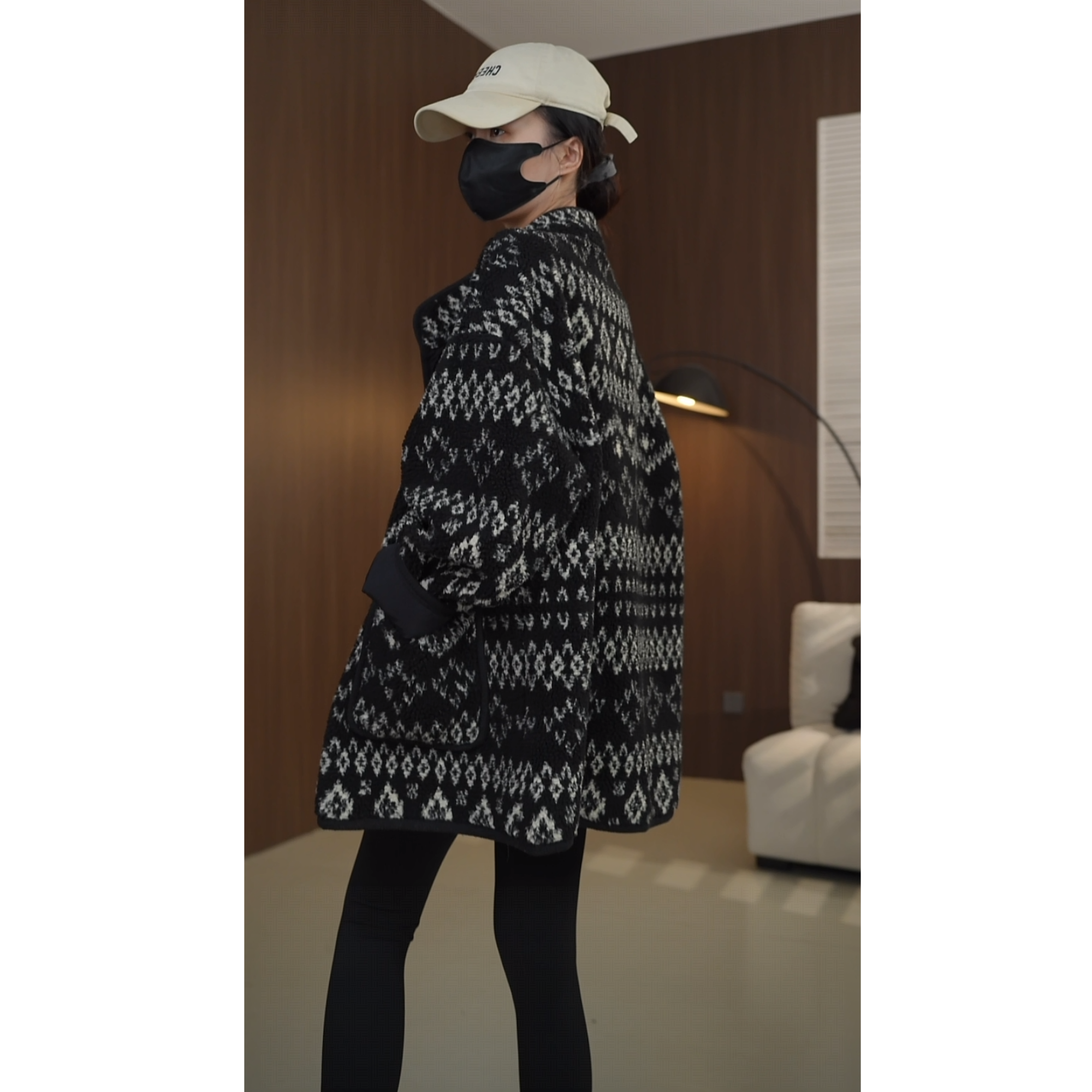 硕哥复古费尔岛拼接秋冬糕糕毛通勤休闲百搭外套 23752