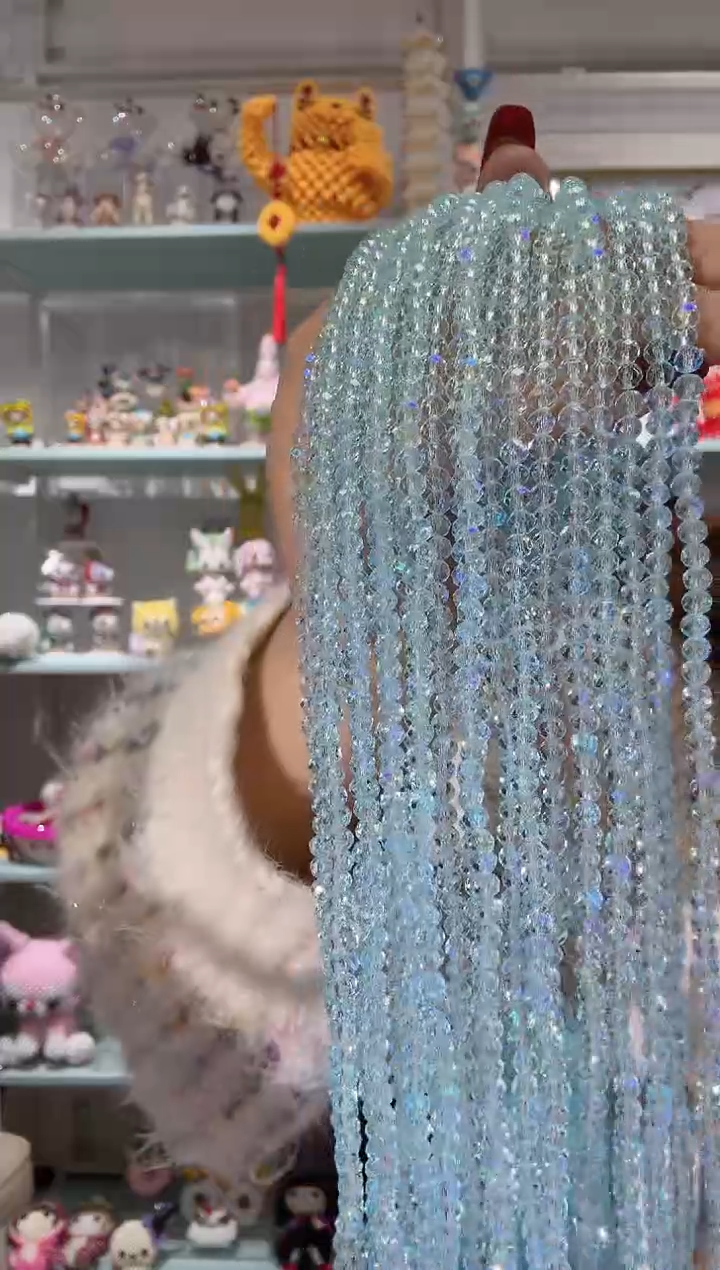 玻璃29110卡4水晶扁10条微光彩初恋蓝