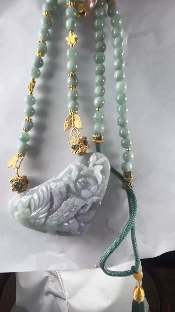 【闪购商品】翡翠颈饰未镶嵌凤穿牡丹