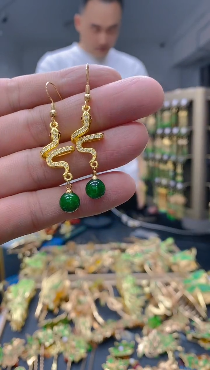 【闪购商品】翡翠耳饰合金112翡翠耳钩