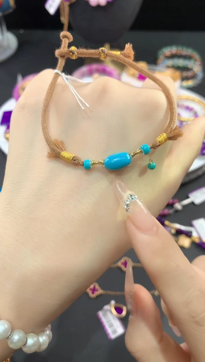 18K金镶嵌绿松石.手串