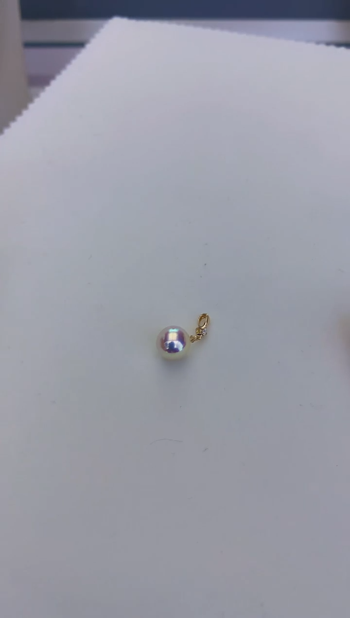 18K金镶嵌饰品海水珍珠8-9设计款吊坠
