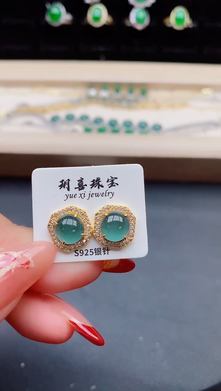 【闪购商品】翡翠耳饰银S925镶嵌321321
