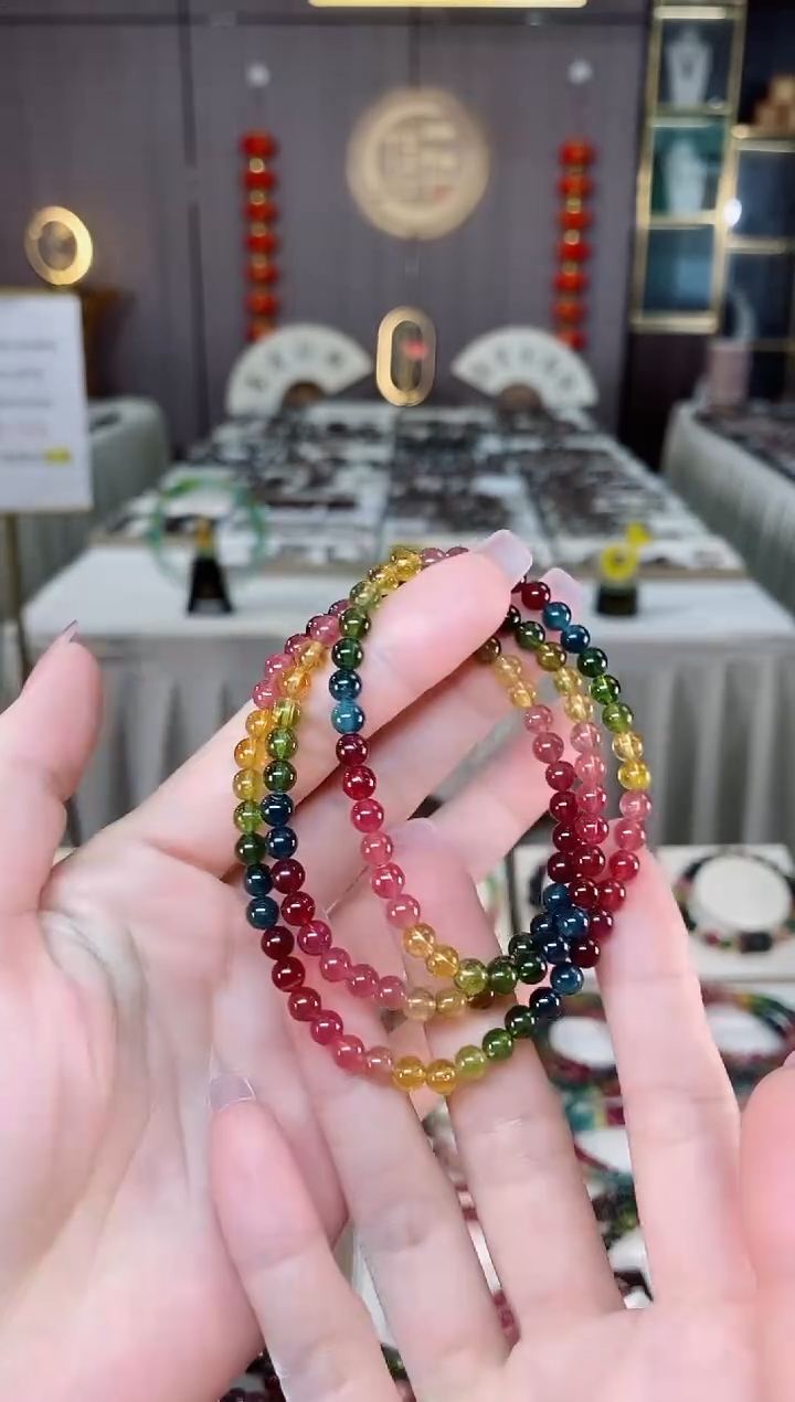 未镶嵌老矿碧玺三圈手串5mm+碧玺多样性发一条hon
