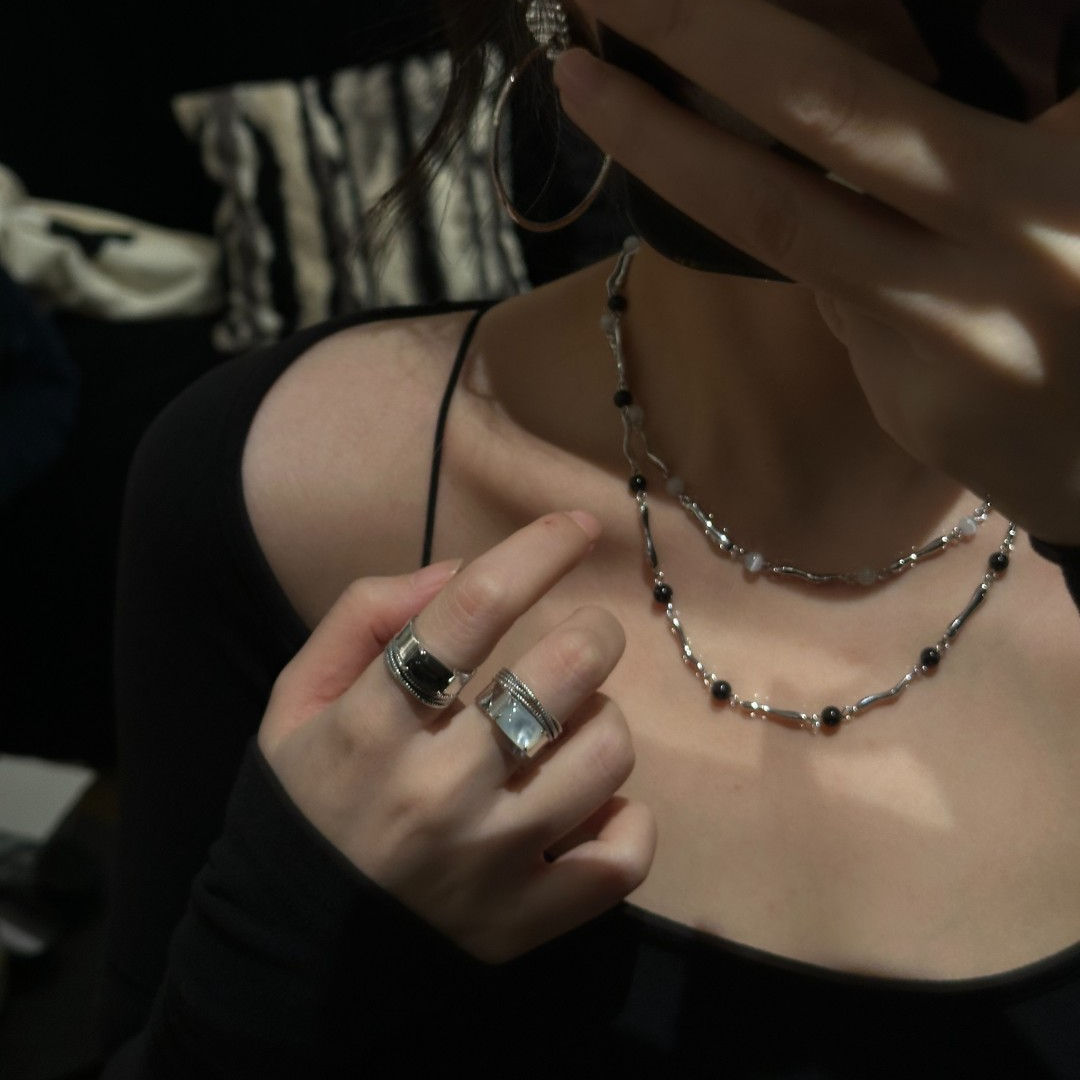 925银戒指 R&Y | ins小众高级 | 定制设计 | 黑白moonlight戒指