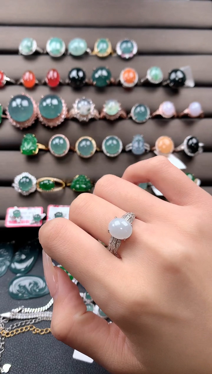 【闪购商品】翡翠戒指银S925镶嵌43432423