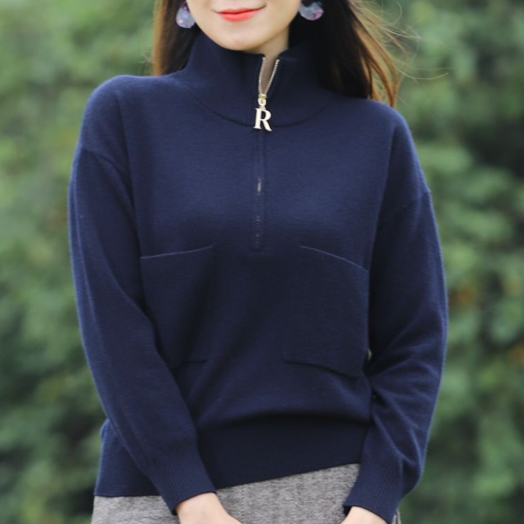 经典色显气质时尚纯羊毛衫#YC61789P-47秋冬软糯显瘦百搭