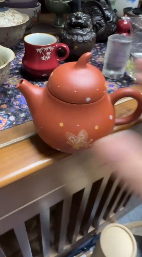 摆件陶茶具茶具茶具蝴蝶紫砂壶