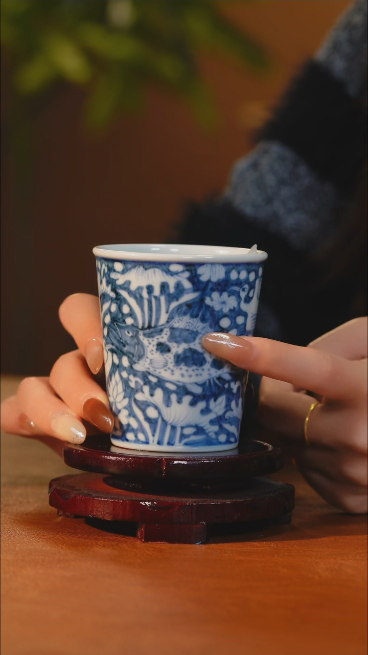 青花一路鲢鱼小可乐杯