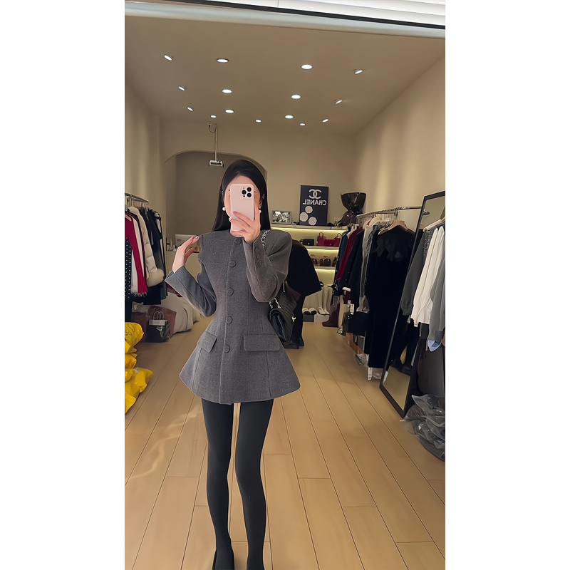 韩版沙漏腰西装外套女单排扣2025保暖上衣简约高级感显瘦大衣