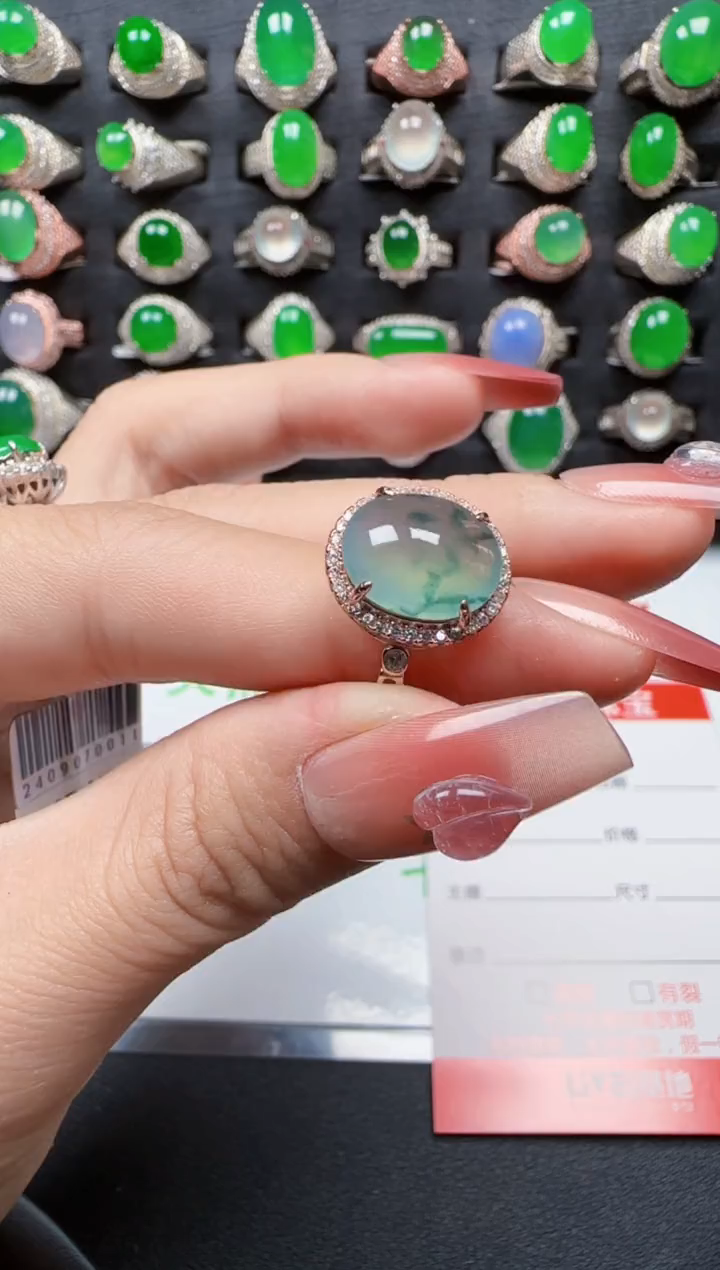 【闪购商品】翡翠戒指银S925镶嵌1337
