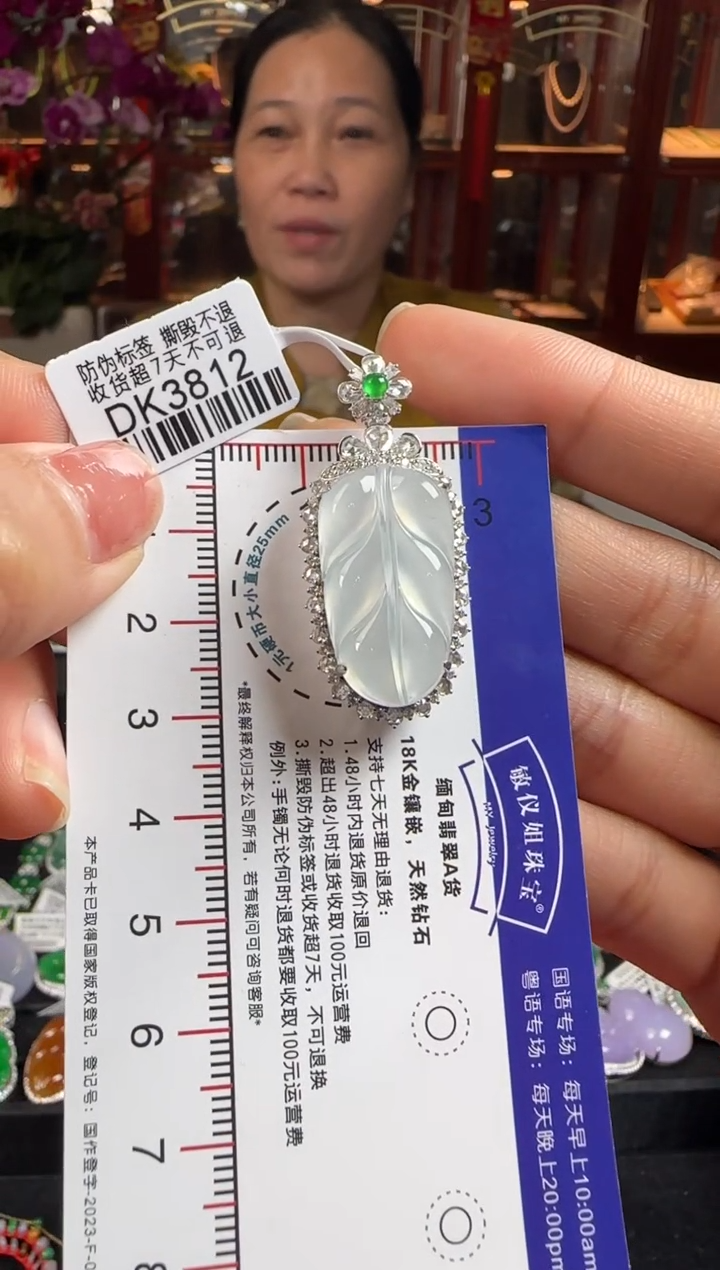 【闪购商品】翡翠颈饰18K金镶嵌DK3812冰叶子