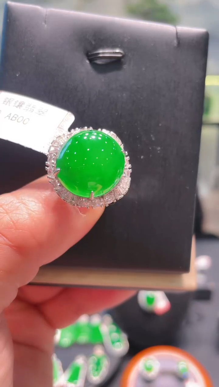 【闪购商品】翡翠颈饰银S925镶嵌A37天然A货翡翠