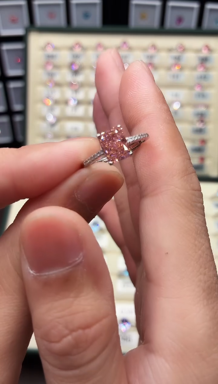 戒指彩色蓝宝石银S925镶嵌1111