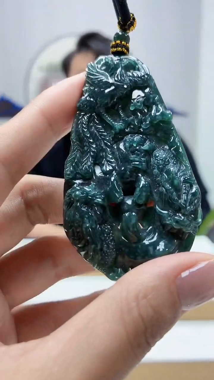 未镶嵌定制翡翠5060MM-毛货挂件82