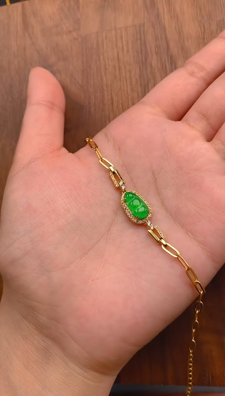 【闪购商品】翡翠手链银S925镶嵌豆子手链