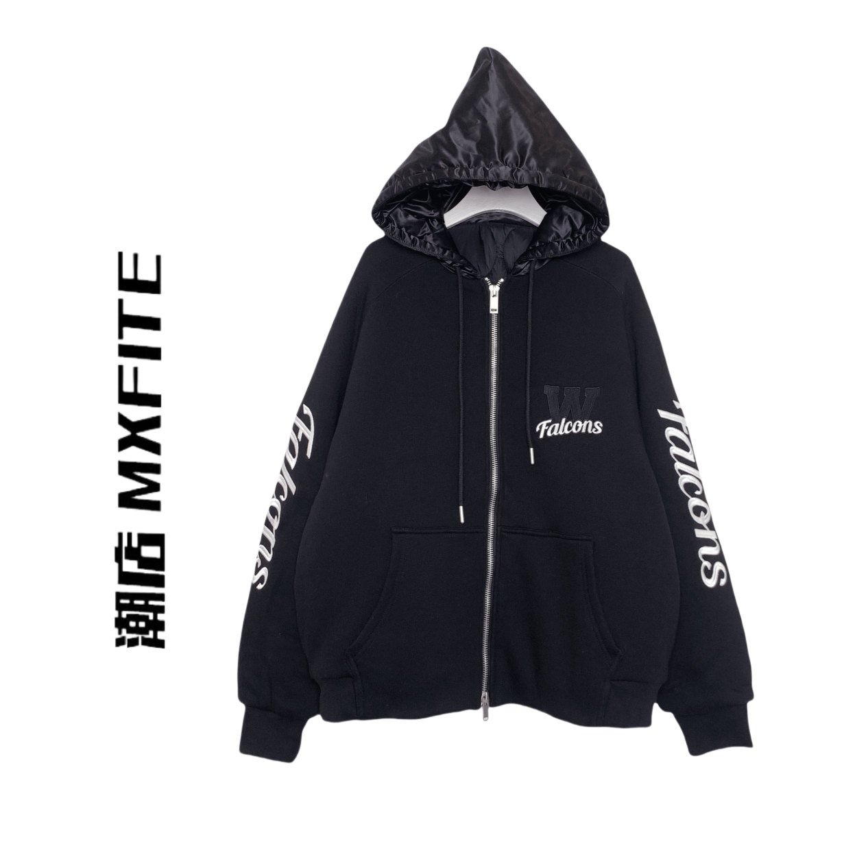 MXFITE潮店秋冬新款高密刺绣印花休闲连帽卫衣外套（BG520363）