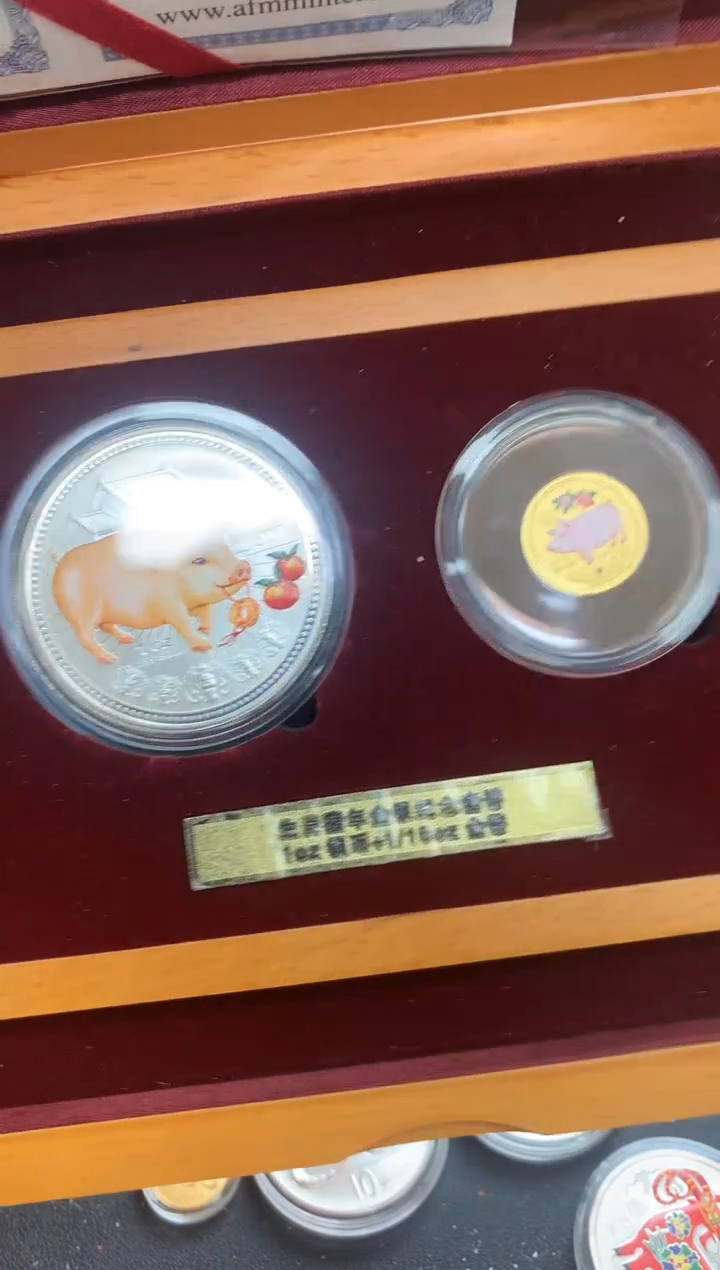 纯金li澳洲猪年金银套币