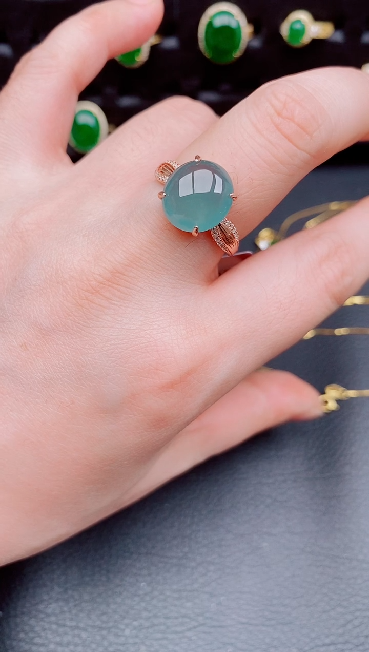 【闪购商品】翡翠戒指银S925镶嵌天然a货翡翠369