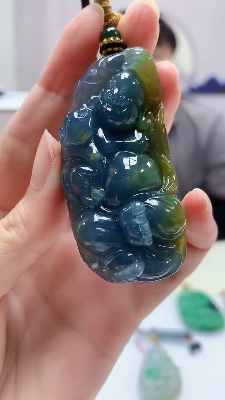 定制翡翠未镶嵌5060zm-毛货挂件佛公110