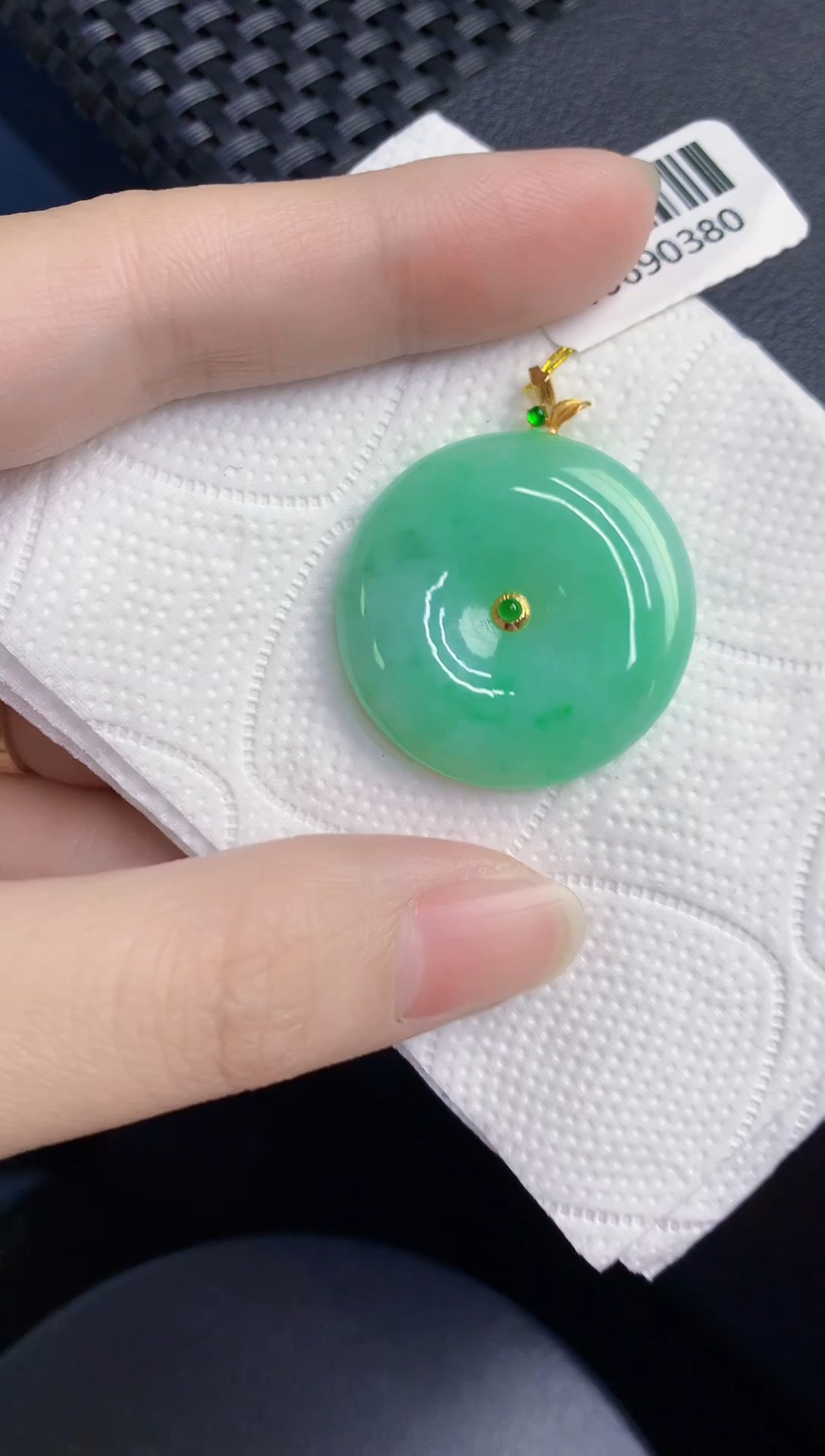 颈饰18K金镶嵌翡翠天然翡翠缅甸A货