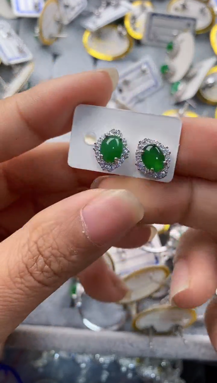 银S925镶嵌戒指翡翠333---8