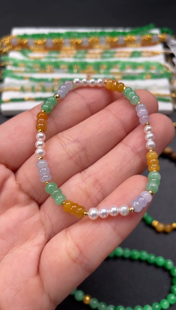 套链18K金镶嵌翡翠多样性 发货一条   P285