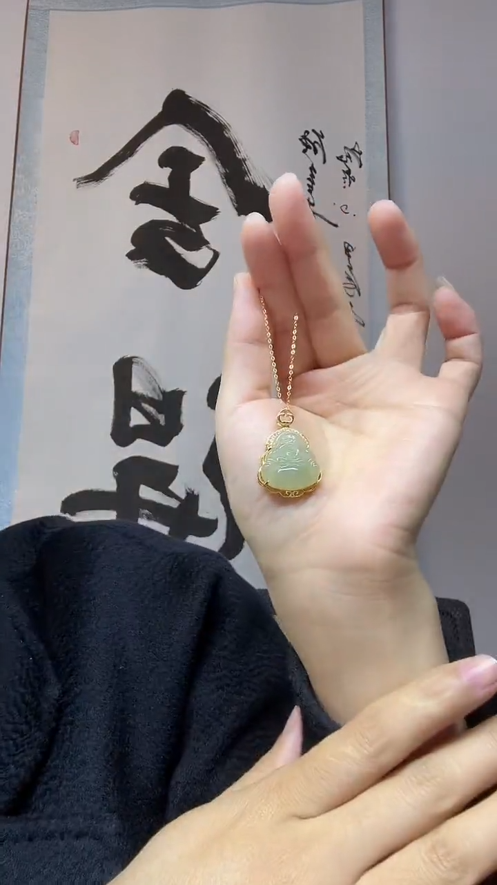 吊坠(不含链)银S925镶嵌和田玉佛公