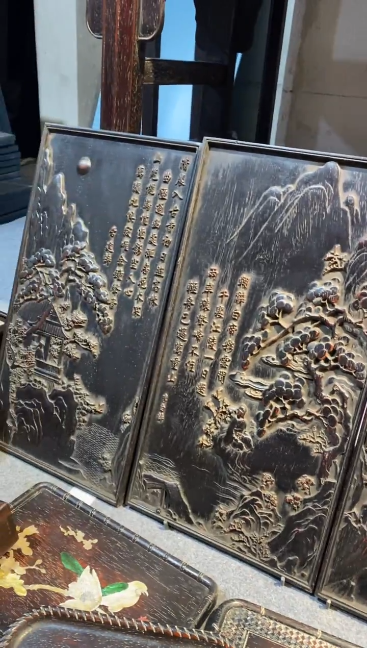 木紫檀拆件雕刻板以直播间实物为准微瑕老物件