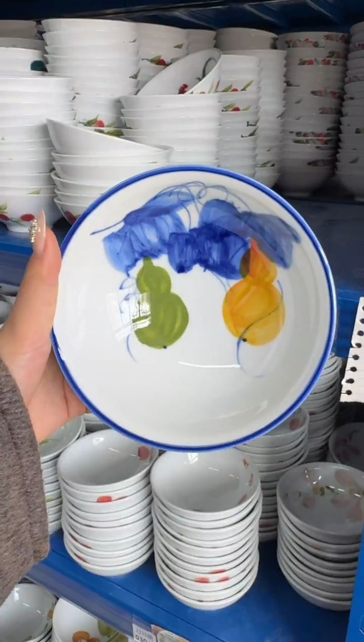 瓷片景德镇高温陶瓷食品级手绘釉中彩-壮壮碗