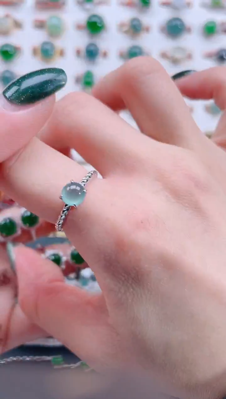 银S925镶嵌戒指翡翠天然翡翠