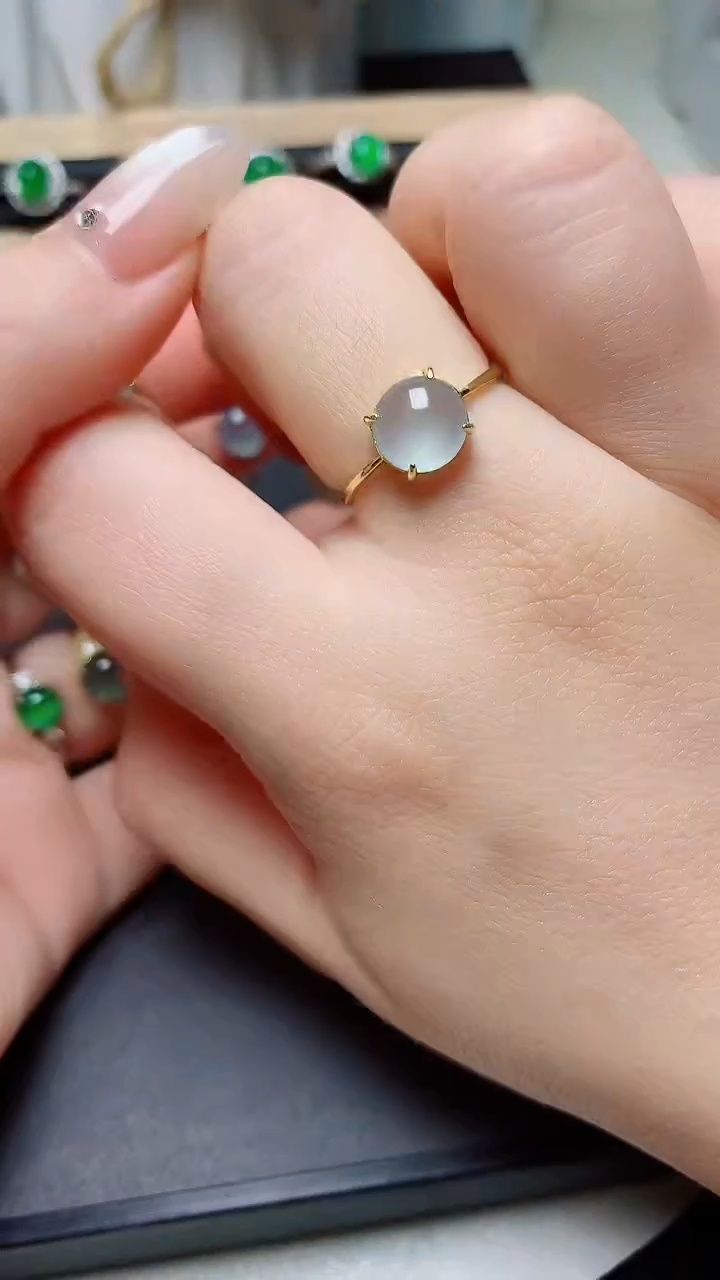 翡翠戒指银S925镶嵌天然翡翠s925银镶嵌