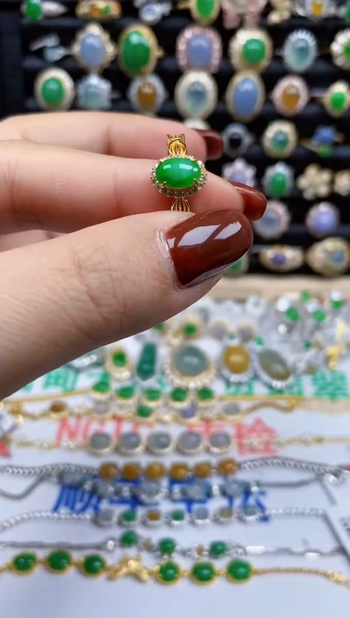 银S925镶嵌戒指翡翠384