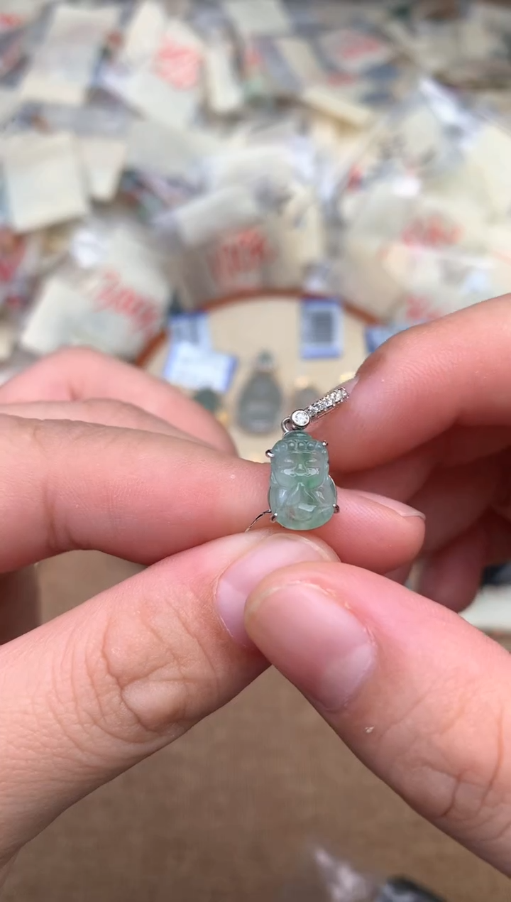 银S925镶嵌挂件翡翠一
