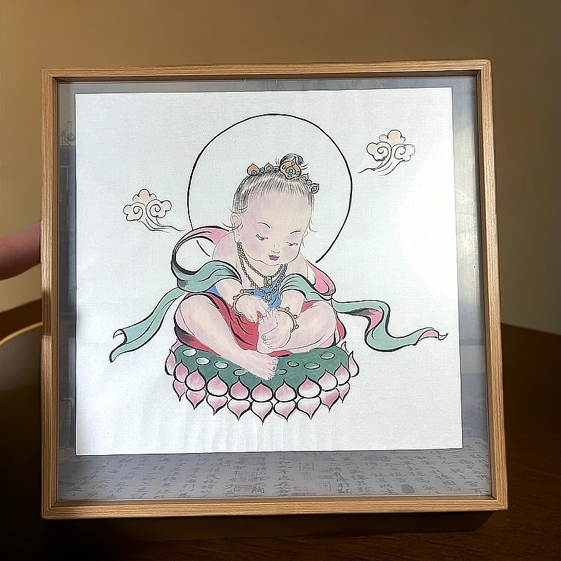 《莲花座上童子》家居装饰画  画芯 不带框发货