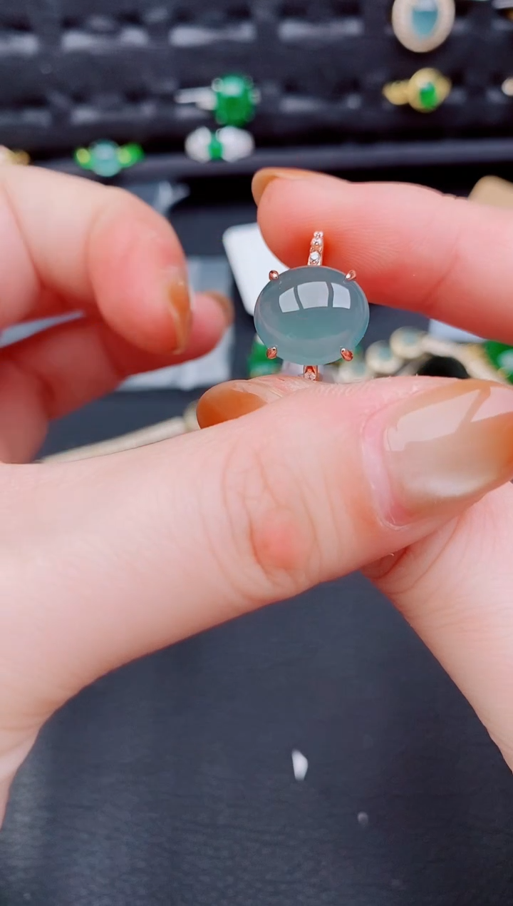 【闪购商品】翡翠戒指银S925镶嵌天然a货翡翠869