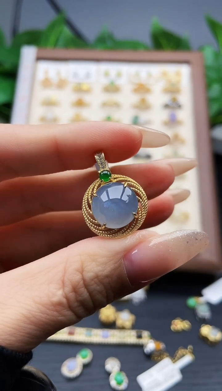 颈饰银S925镶嵌翡翠12