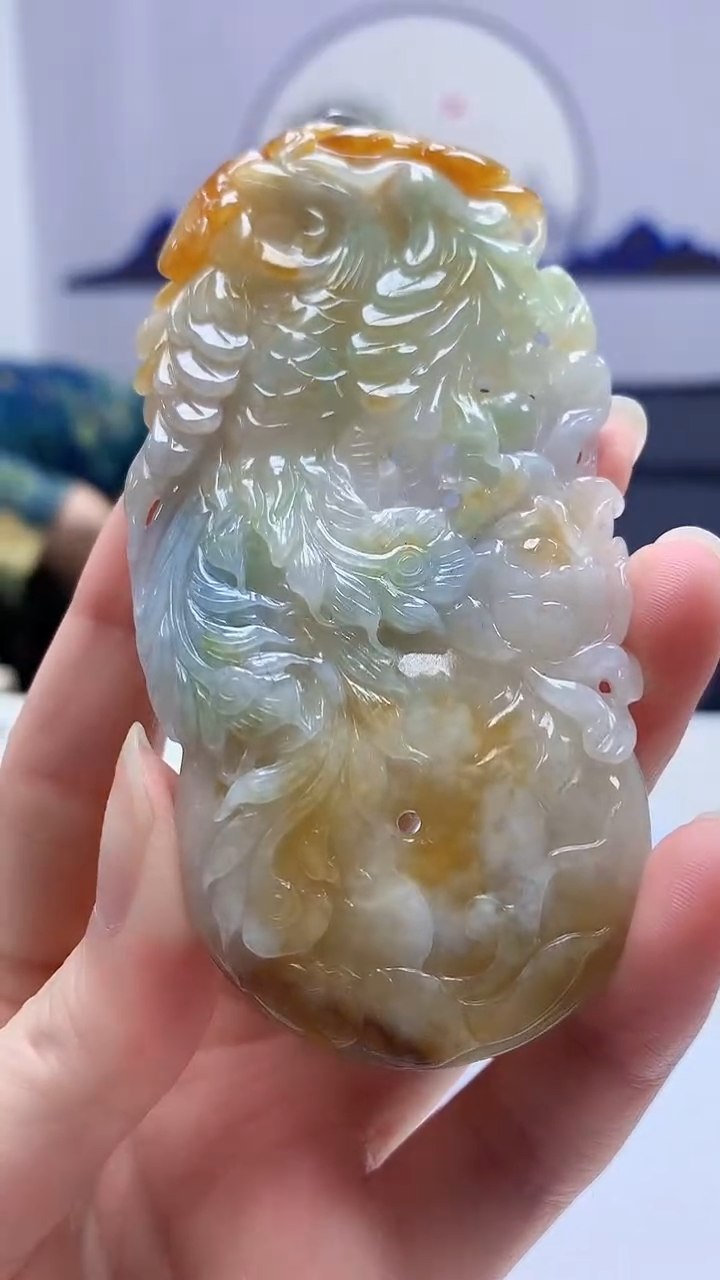 【闪购商品】定制翡翠未镶嵌4688zm-毛货赠红绿珠链凤凰208